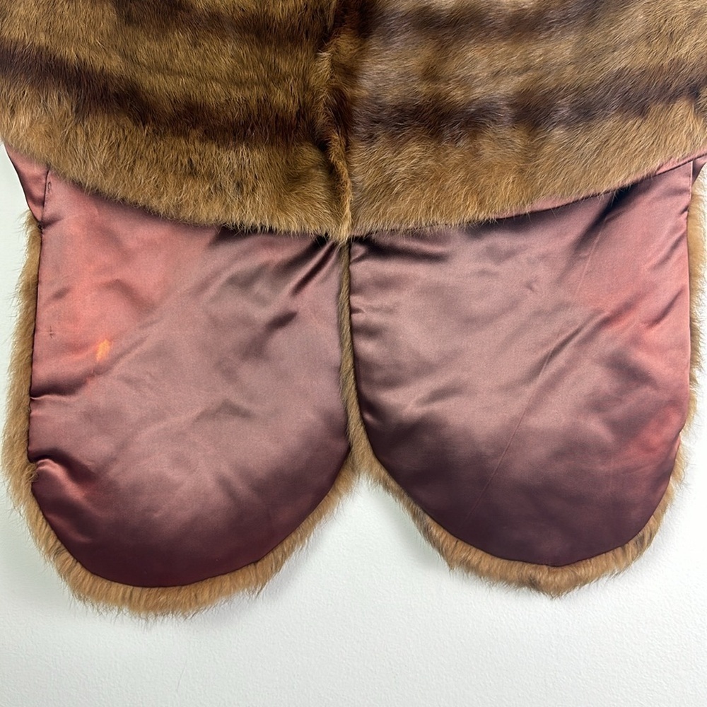 Vintage Mink Stole Pockets Brown Original Owner Shawl Luxury Statement Piece - Picture 14 of 16